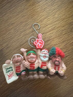 Sports Center Holiday Ornament - Red and Green Fan Figurines